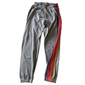 Aviator Nation Gray Joggers with Multicolor Stripes